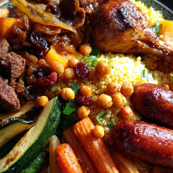 Couscous royal avec semoule préparée (sauce de base)